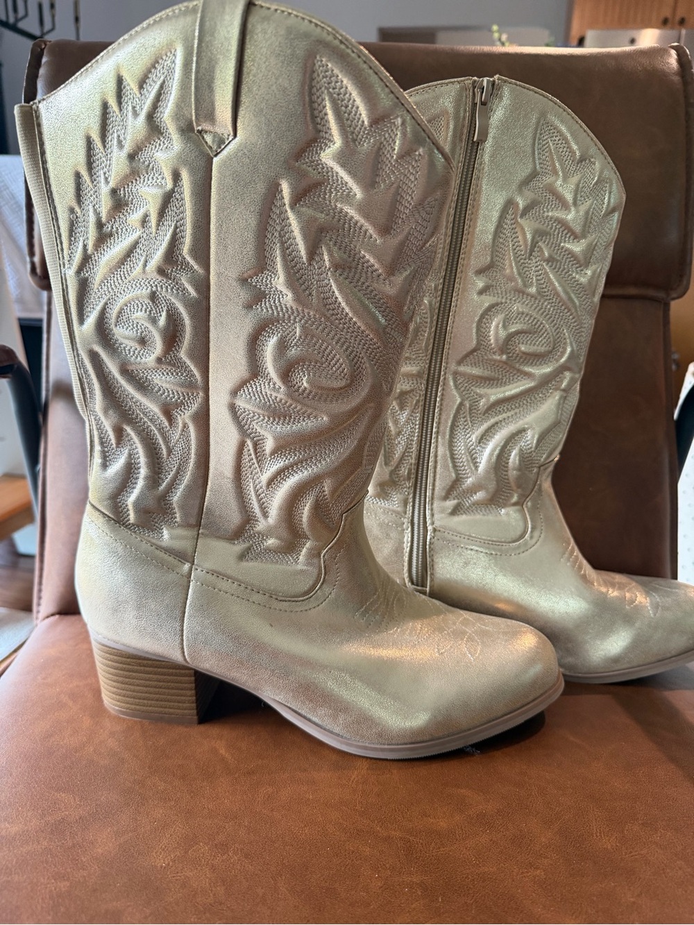 torrid Metallic Gold Embroidered Western Knee Boots